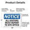 Signmission All Visitors Must Report To Site Office OSHA Notice Sign, Plastic, 10in W x 7in L, 2PK OS-2PACK-NS-P-710-L-15242 - alternate 5
